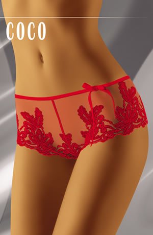 Wolbar Coco Shorts Style Embroidered Bow Briefs Red