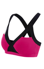 Colour Contrast Sexy Cross Elastic Sports Bra