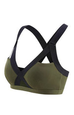 Colour Contrast Sexy Cross Elastic Sports Bra