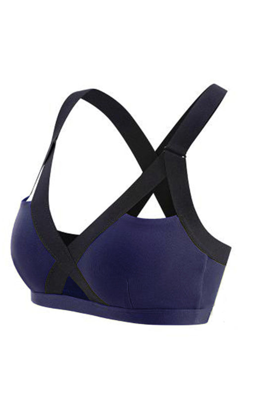 Colour Contrast Sexy Cross Elastic Sports Bra