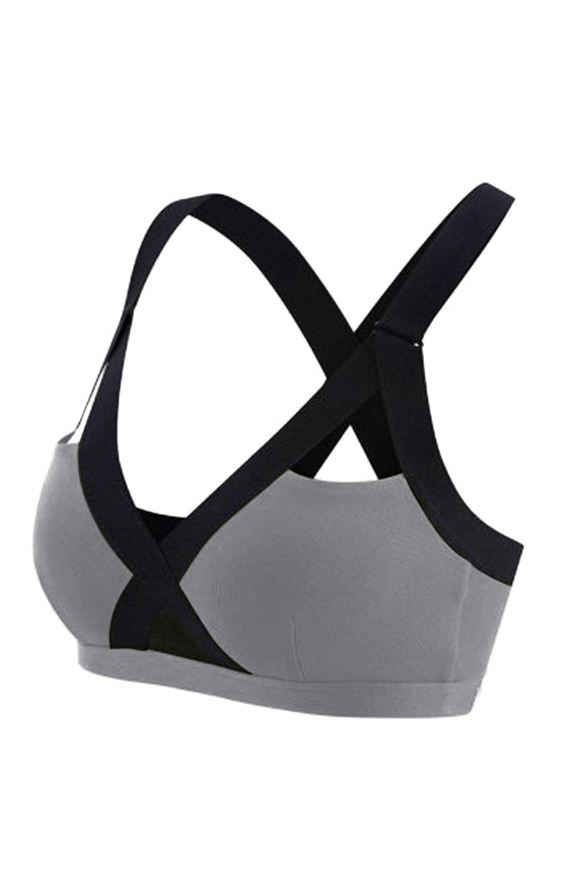 Colour Contrast Sexy Cross Elastic Sports Bra