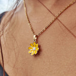 Colourful Yellow Indie Boho Daisy Floral Sunflower Charms Summer Necklace