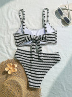 Comfortable Black White Striped Two-Piece Bikini Set