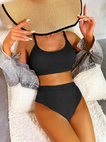 Comfy Solid Colour Bikini Swimwear Two Piece Set Black