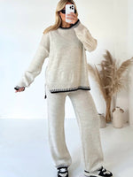 Corinne Casual Loose Two-piece Loungewear Set Beige