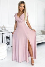 Crystal Occasion Long Occasion Dress | Numoco Pink