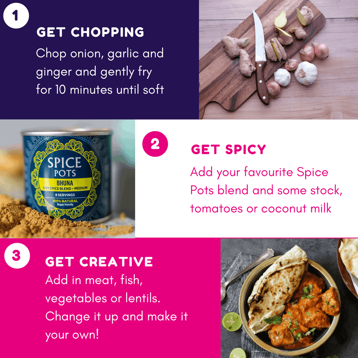 Spice Pots Curry Spice Kit with 3 x Recipe Booklets with Weight Watching Smart Points