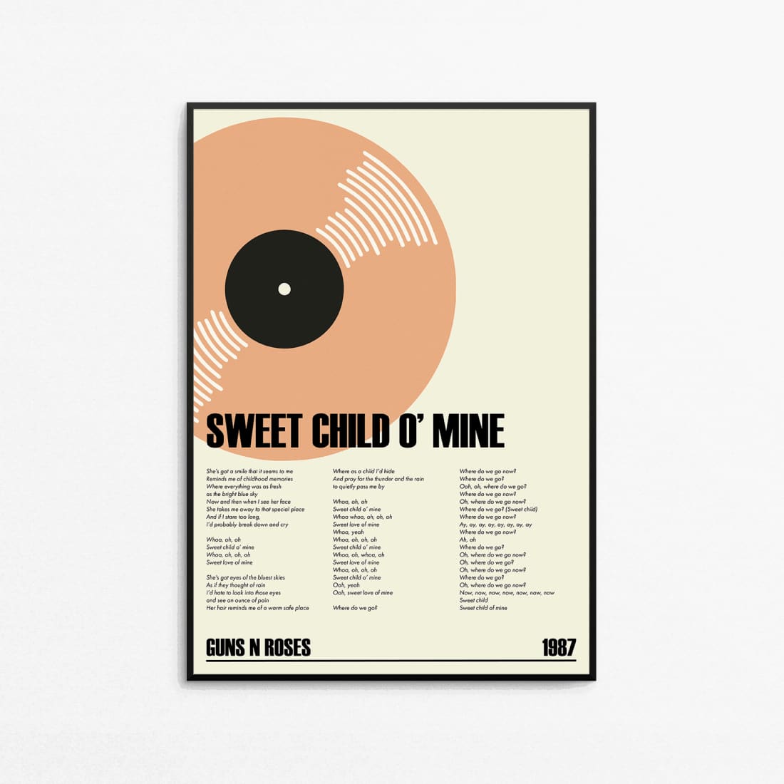 Custom Record Lyrics Wall Art Print