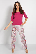 Momenti Per Me Half-Round Neckline Two-Piece Pyjama Set pink