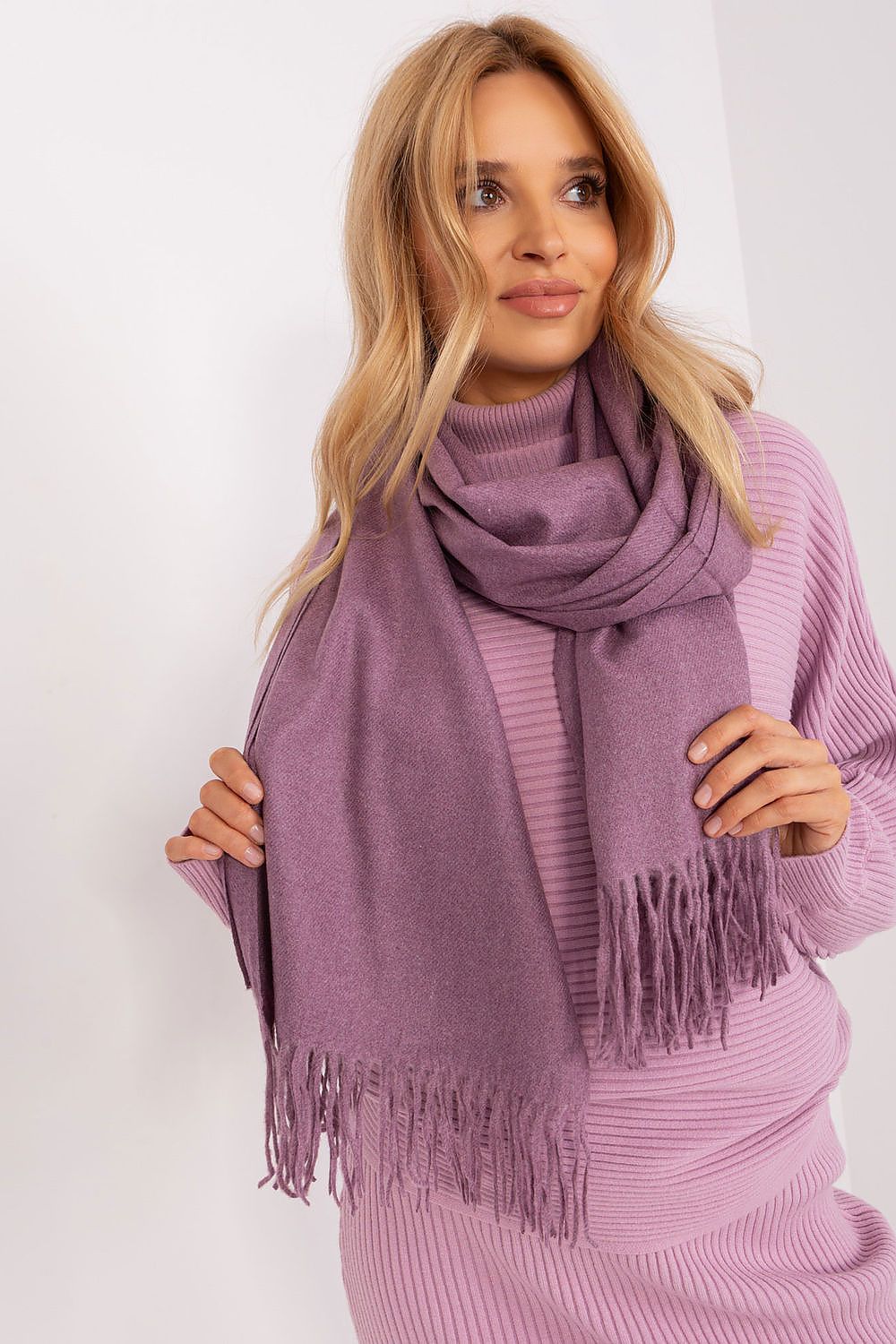 AT Warm Tassel Winter Shawl Scarf violet one-size-fits-all
