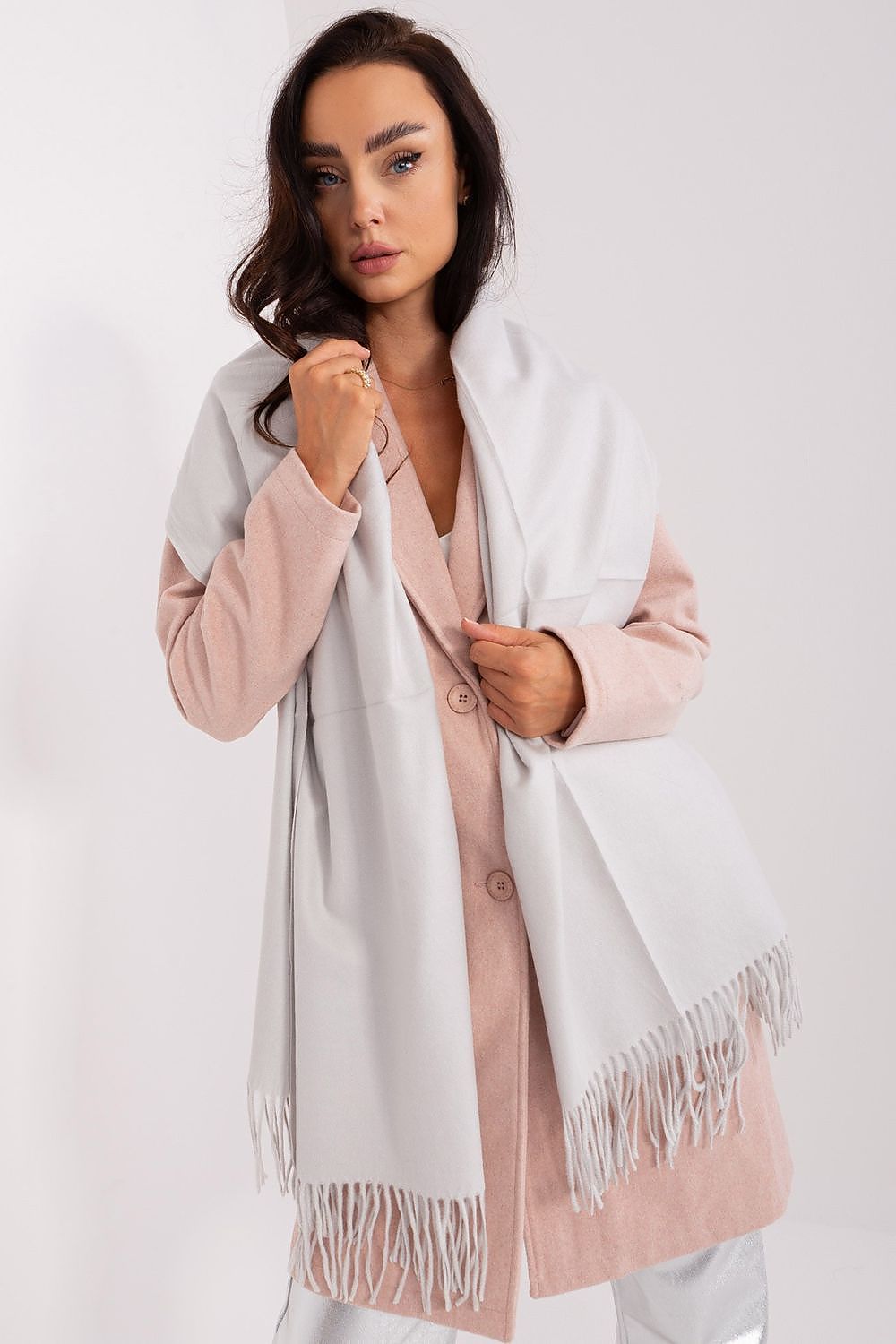 AT Warm Tassel Winter Shawl Scarf grey 2 one-size-fits-all