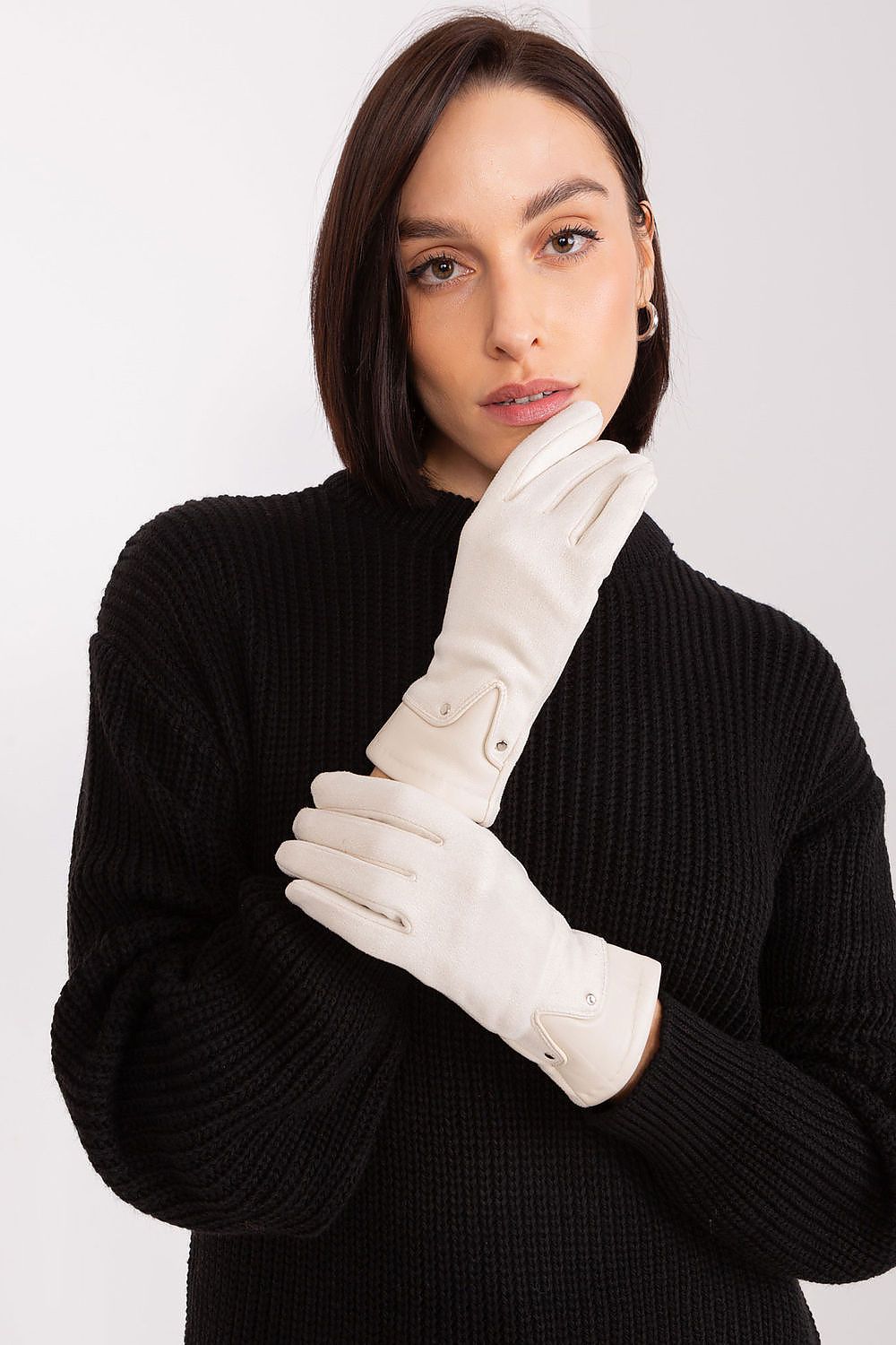 AT Dual-Material Touchscreen Gloves beige