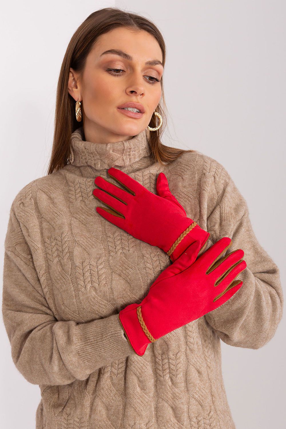 AT Contrasting Insert Gloves red