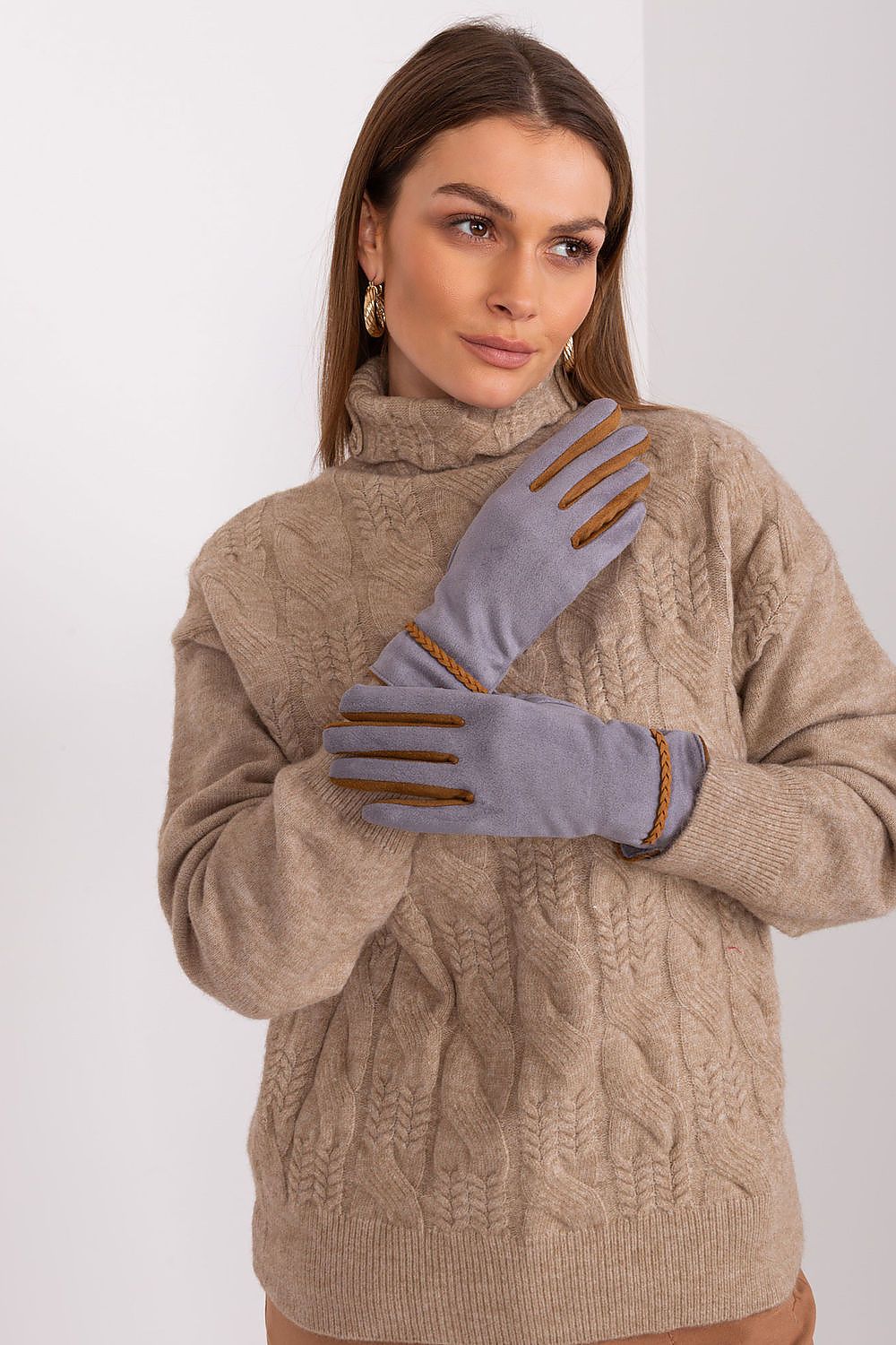 AT Contrasting Insert Gloves grey 2
