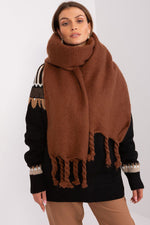 AT Geometric Tassel Shawl Scarf brown one-size-fits-all