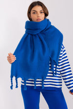 AT Geometric Tassel Shawl Scarf blue one-size-fits-all