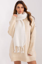 AT Geometric Tassel Shawl Scarf beige one-size-fits-all