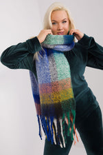 AT Long Colourful Plaid Shawl Scarf blue one-size-fits-all