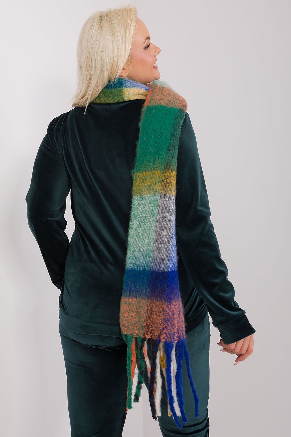 AT Long Colourful Plaid Shawl Scarf