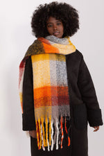 AT Long Colourful Plaid Shawl Scarf orange one-size-fits-all