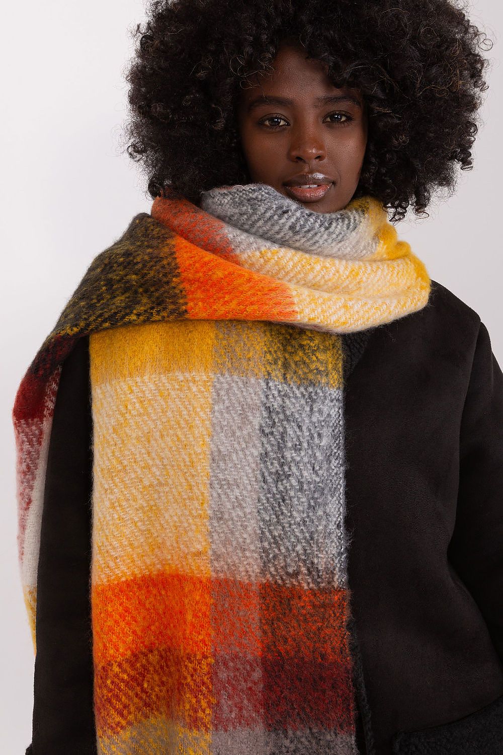 AT Long Colourful Plaid Shawl Scarf