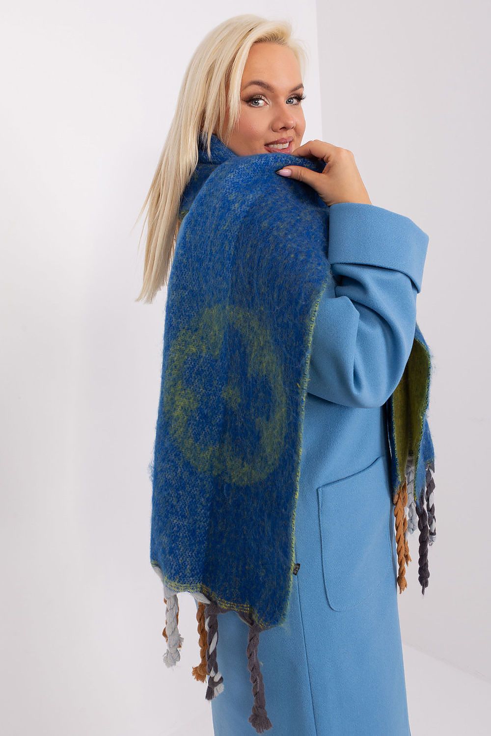 AT Striped Tassel Winter Shawl Scarf