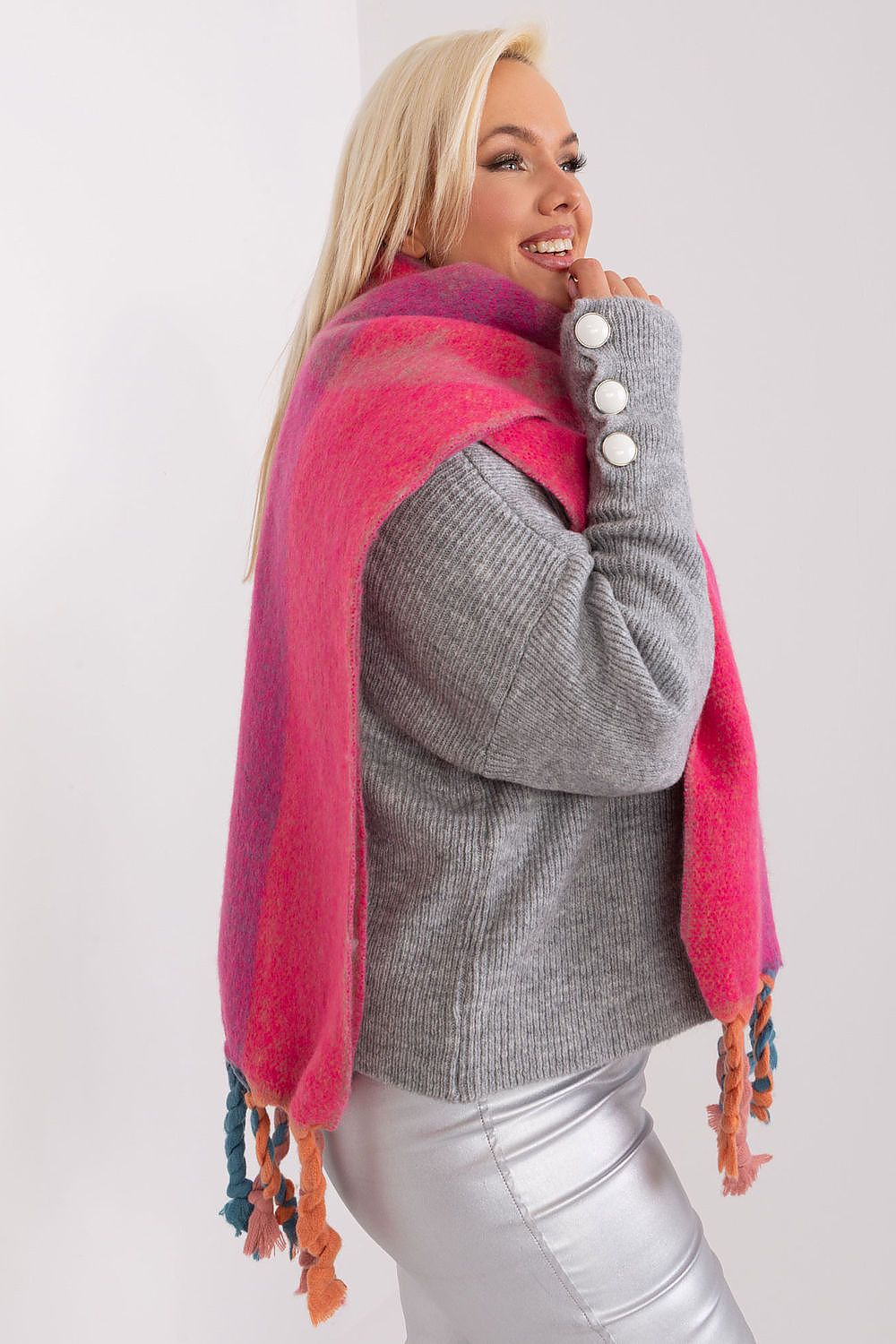 AT Striped Tassel Winter Shawl Scarf