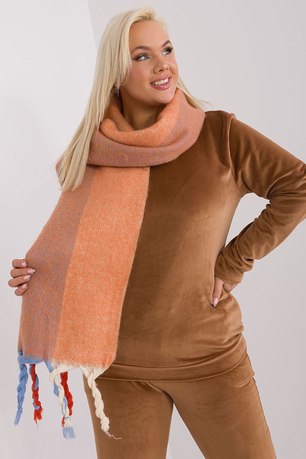 AT Striped Tassel Winter Shawl Scarf orange 4 one-size-fits-all