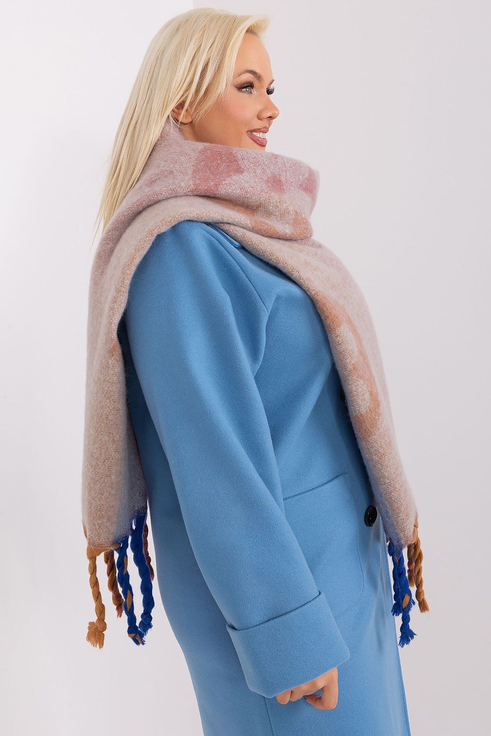 AT Striped Tassel Winter Shawl Scarf