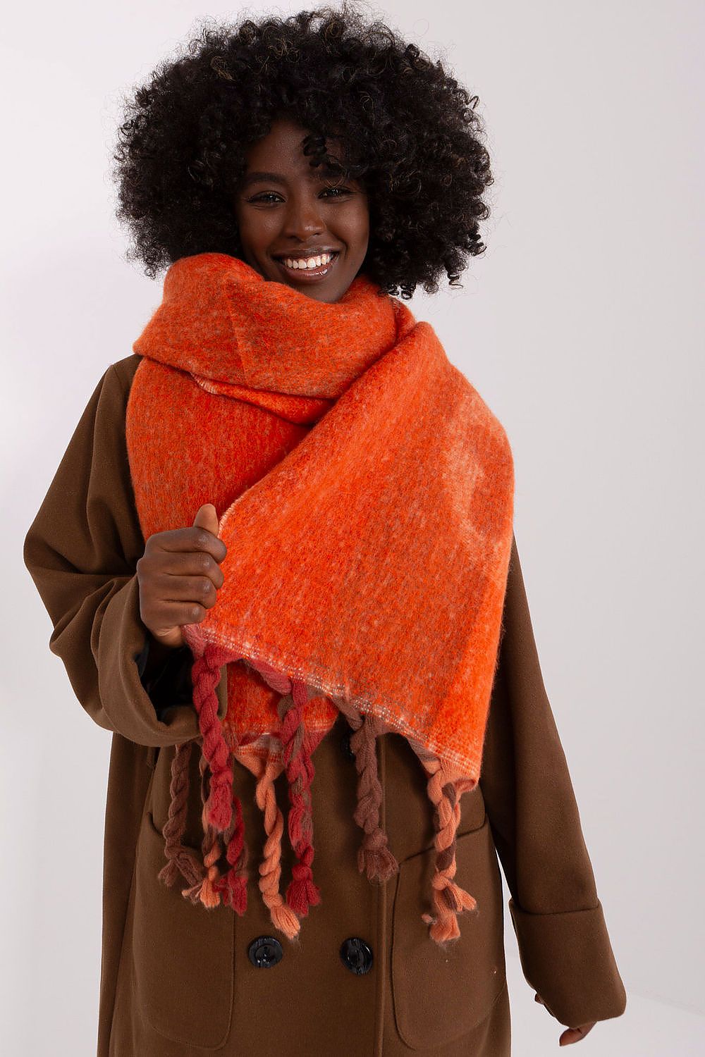 AT Striped Tassel Winter Shawl Scarf