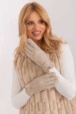 AT Geometric Pompom Insulated Gloves beige
