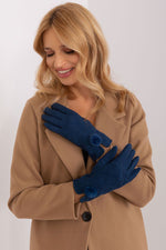 AT Geometric Pompom Insulated Gloves navy blue