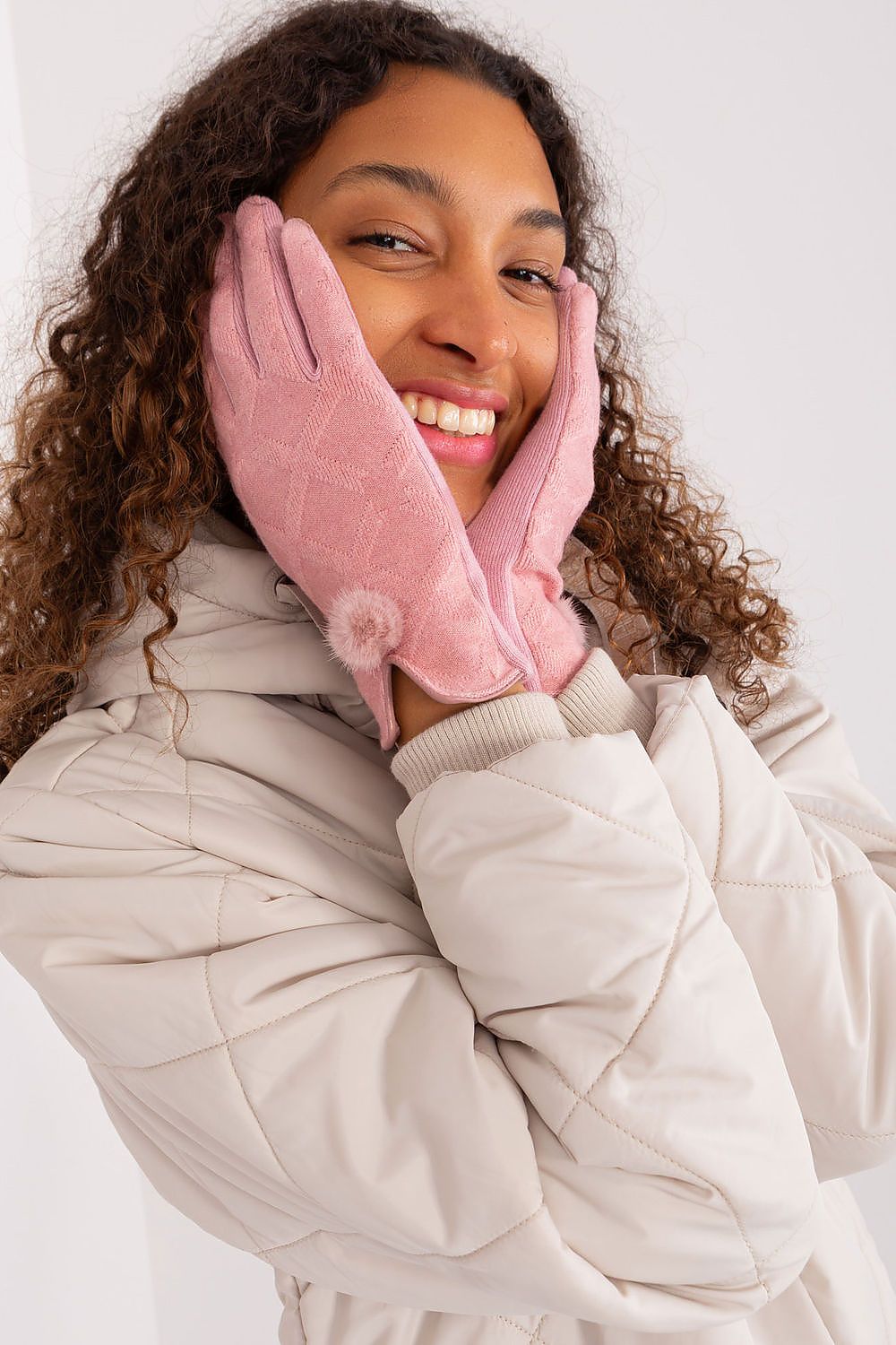 AT Geometric Pompom Insulated Gloves