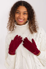 AT Knitted Pompom Gloves red