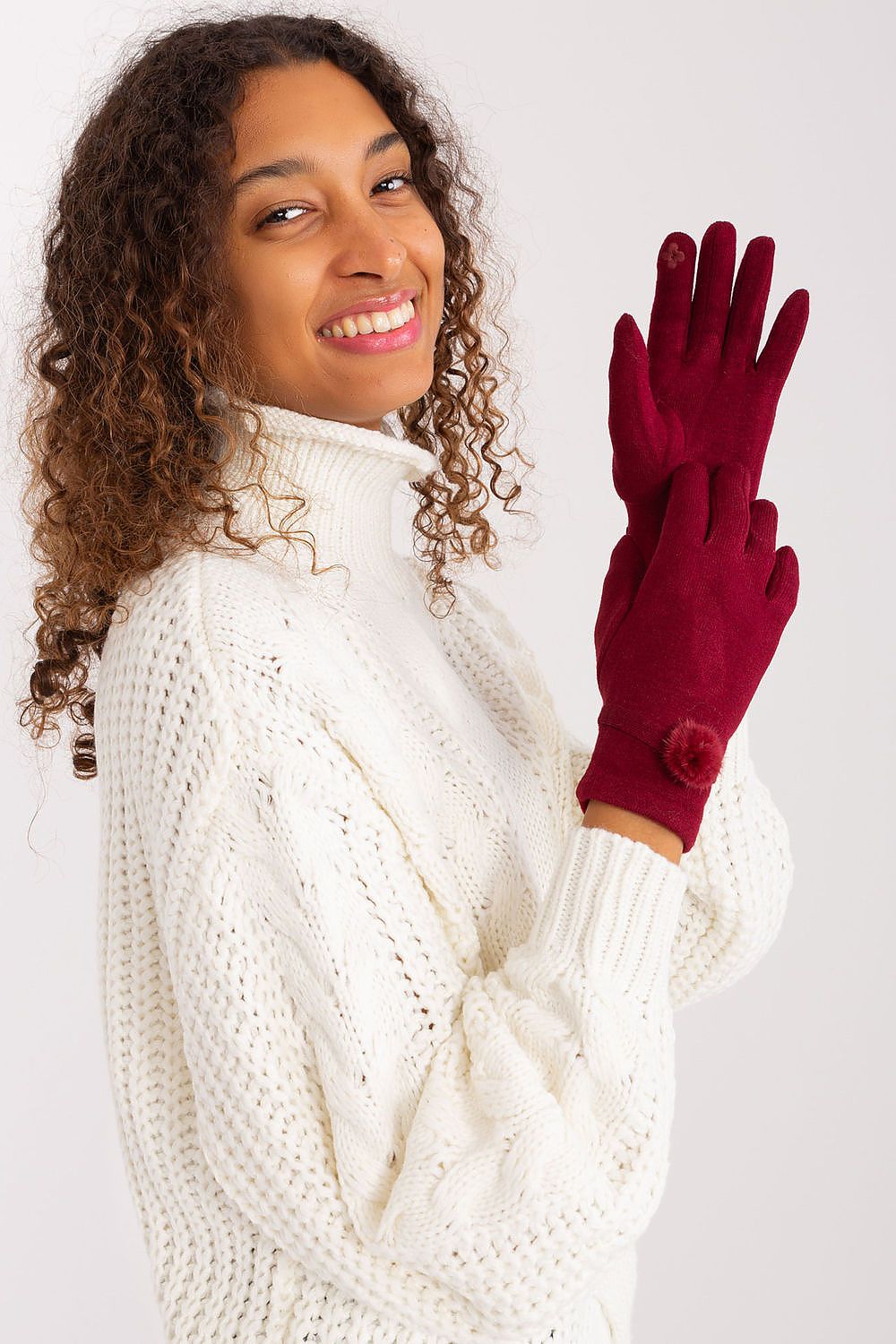 AT Knitted Pompom Gloves