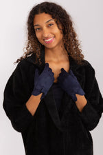 AT Bow-Strapped Insulated Gloves navy blue