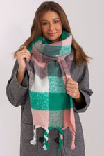AT Long Colourful Plaid Shawl Scarf green one-size-fits-all