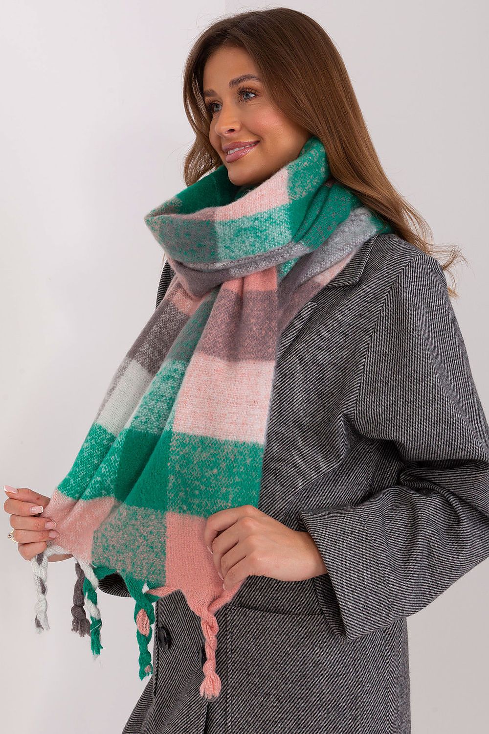AT Long Colourful Plaid Shawl Scarf