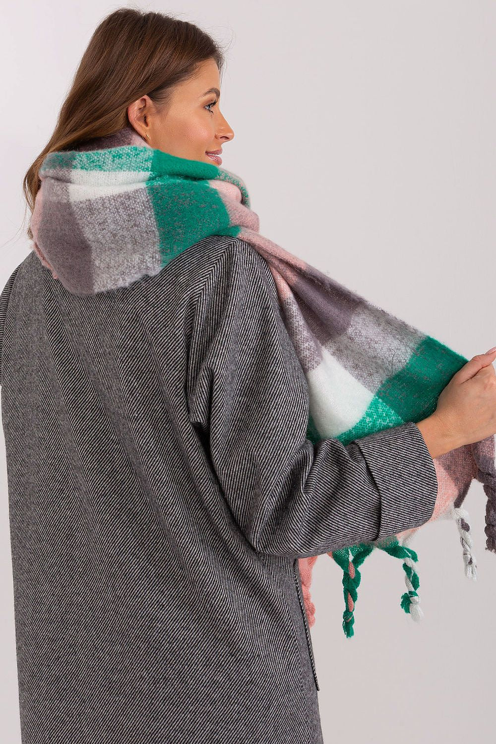 AT Long Colourful Plaid Shawl Scarf