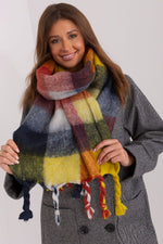 AT Long Colourful Plaid Shawl Scarf yellow 2 one-size-fits-all