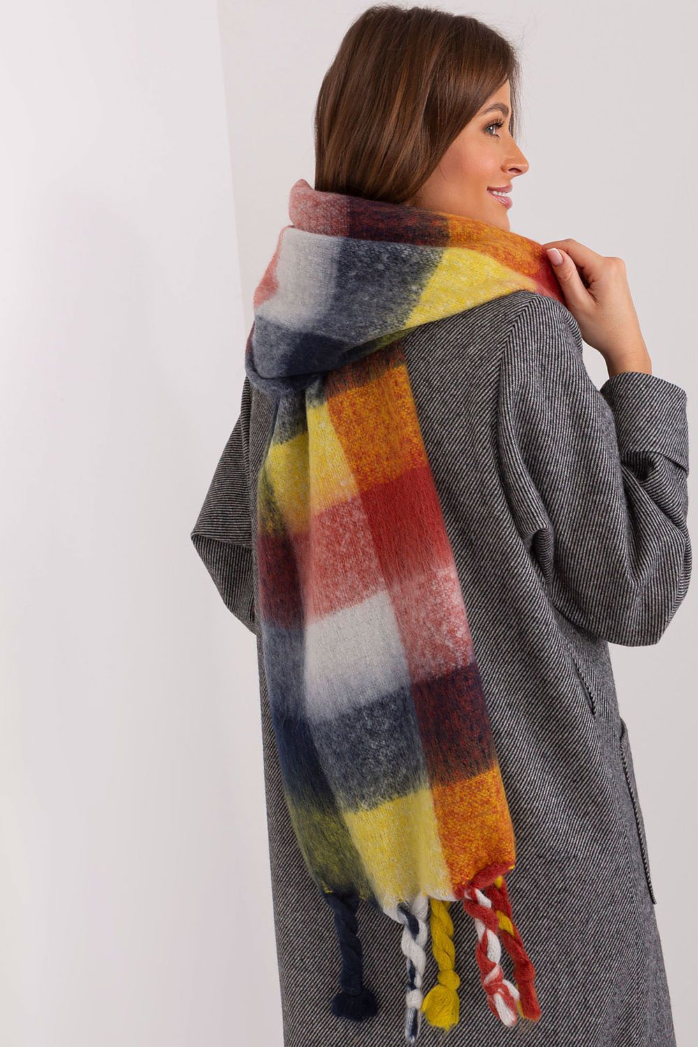 AT Long Colourful Plaid Shawl Scarf