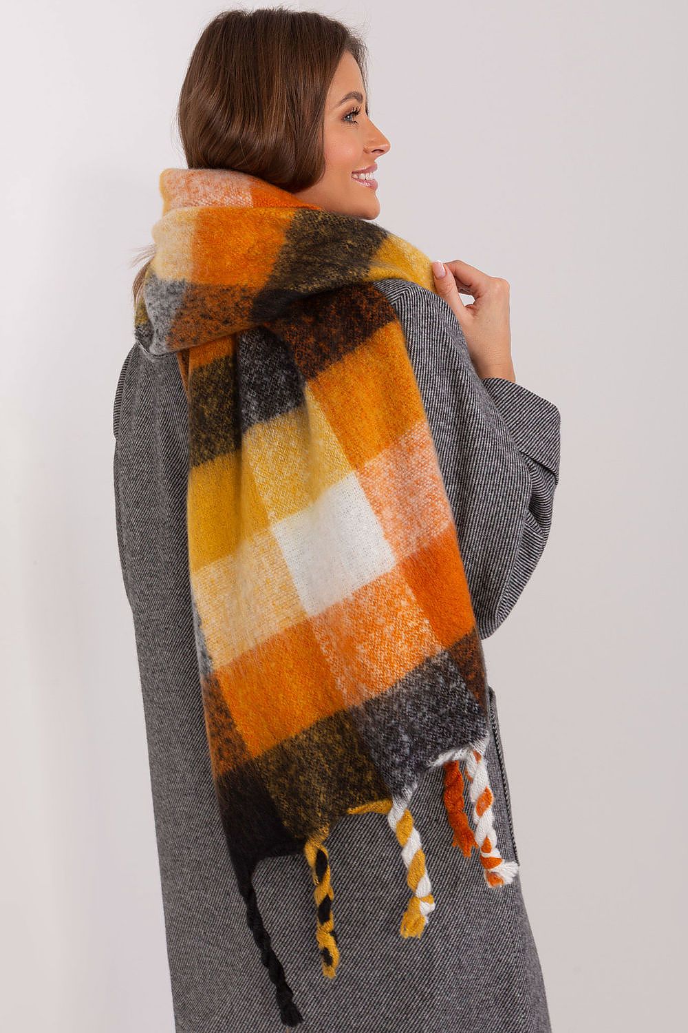 AT Long Colourful Plaid Shawl Scarf