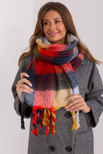 AT Long Colourful Plaid Shawl Scarf red one-size-fits-all