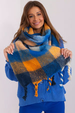 AT Long Colourful Plaid Shawl Scarf blue 2 one-size-fits-all