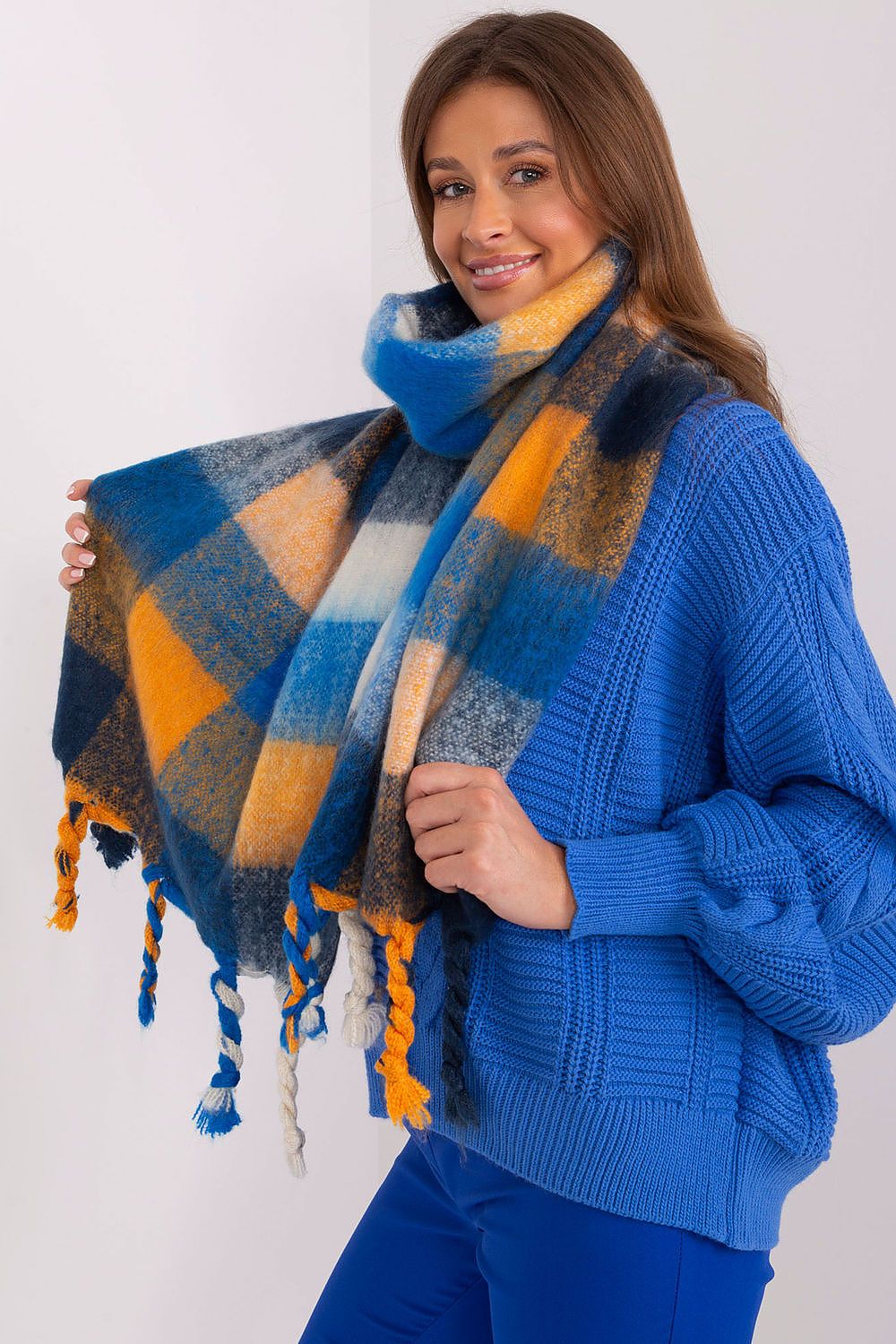 AT Long Colourful Plaid Shawl Scarf