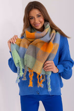 AT Long Colourful Plaid Shawl Scarf orange one-size-fits-all