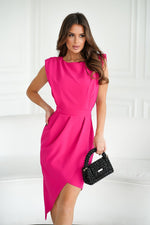 Bicotone Midi Asymmetrical Open-Back Fitted Dress pink