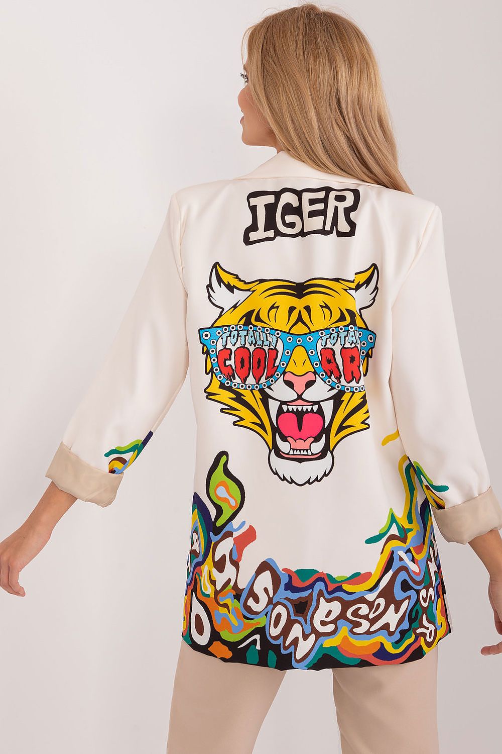 Floral Jacket Italy Moda Denim-Look Blazer