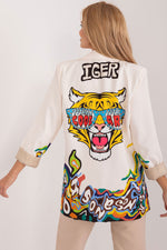 Floral Jacket Italy Moda Denim-Look Blazer