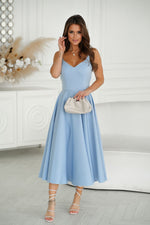 Bicotone Midi Strappy Flared Day Dress blue 2